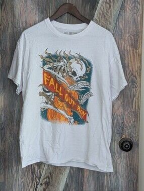 Fall Out Boy Fire Skeleton Graphic Band Tee Manhead LLC Merch